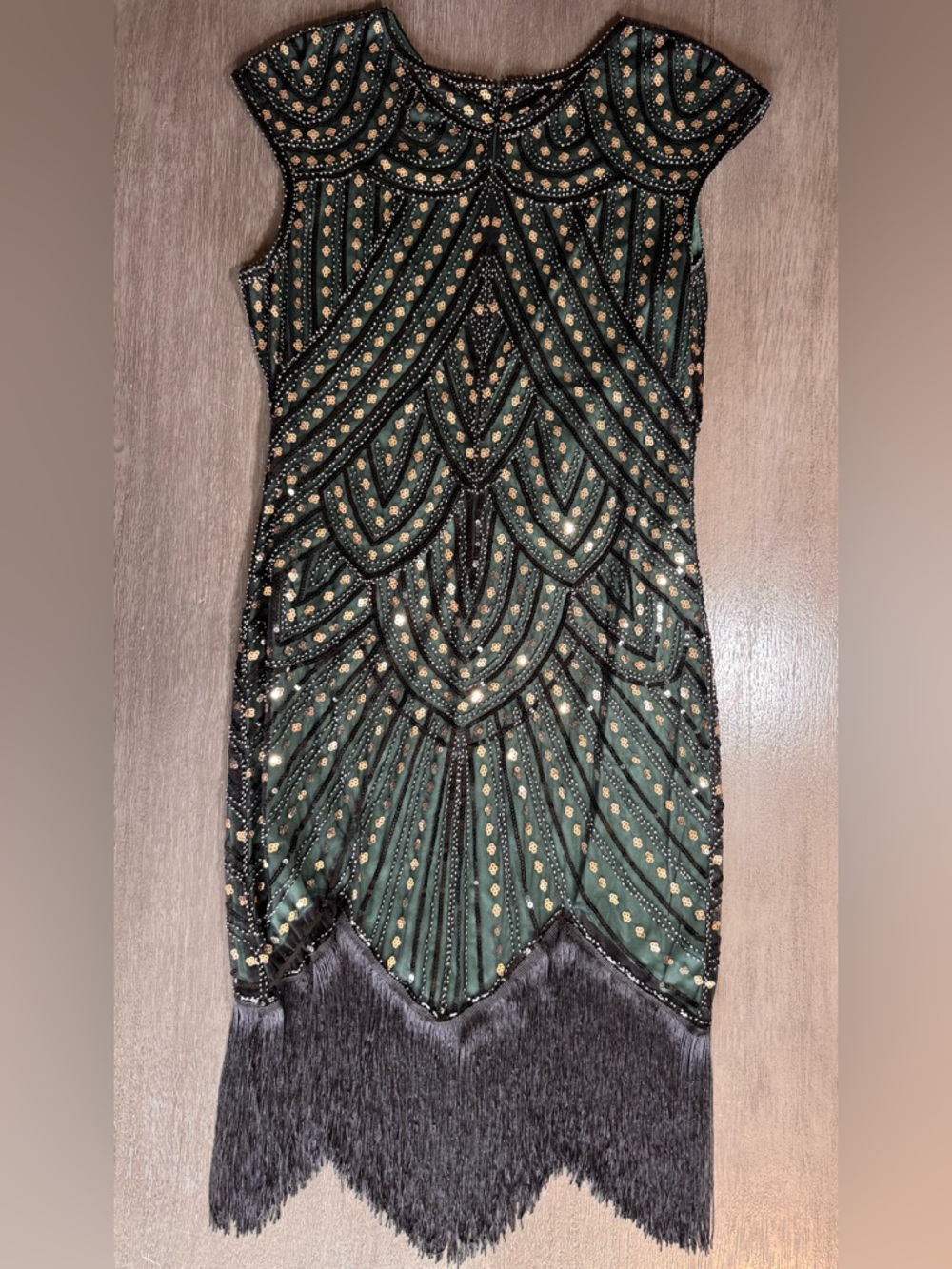 Fully Beaded 1920s Gatsby Vintage Style Flapper Dress MIDI Fitted XXL - Picture 3 of 12